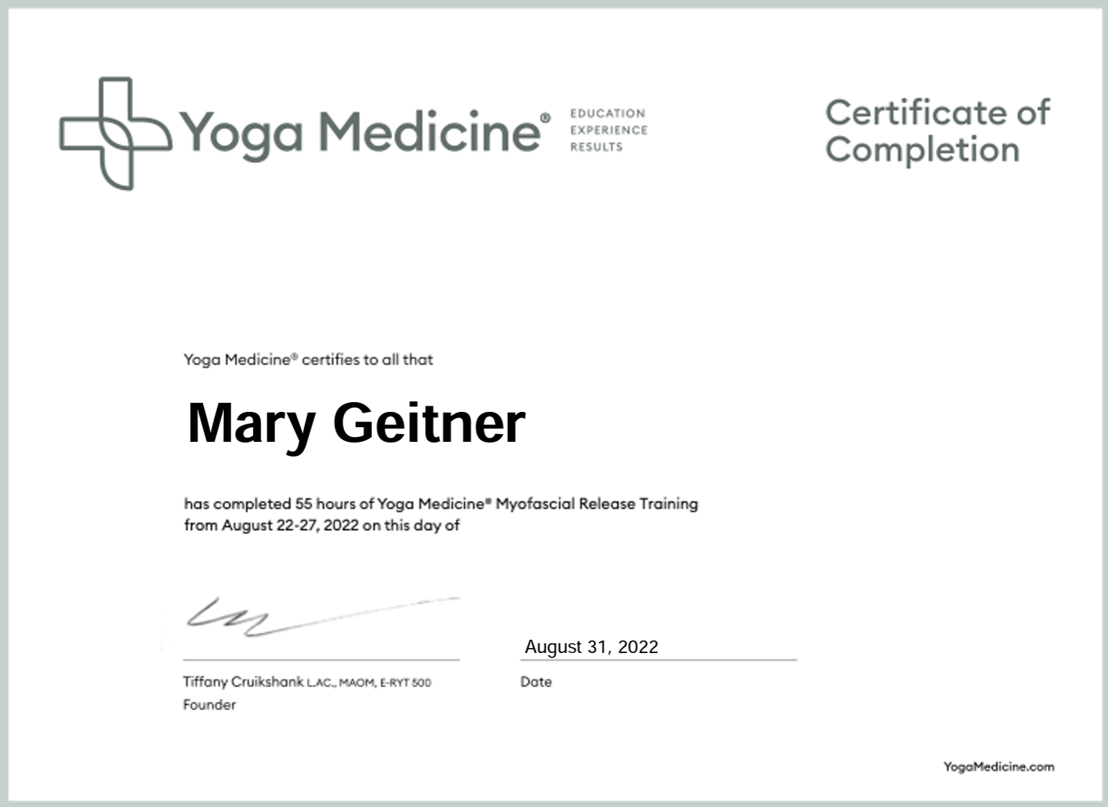 Yoga Medicine Certified
